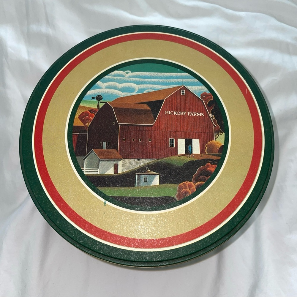 Hickory Farms‎ 8" Round Collectible Tin 5" Tall (Empty)